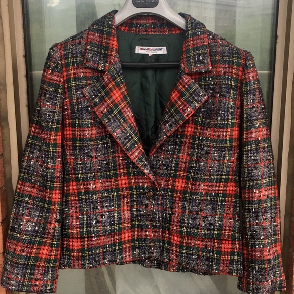 Yves Saint Laurent Jackets & Blazers - Yves Saint Laurent Tartan Print Blazer